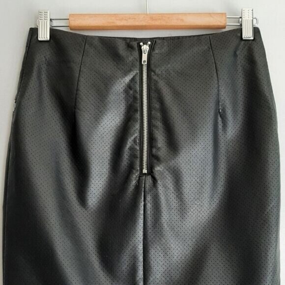 MINIMUM \ Micro Dot Pencil Mini Skirt Vegan Faux Leather Black Sz S - Picture 7 of 11